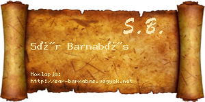 Sár Barnabás névjegykártya