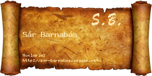 Sár Barnabás névjegykártya
